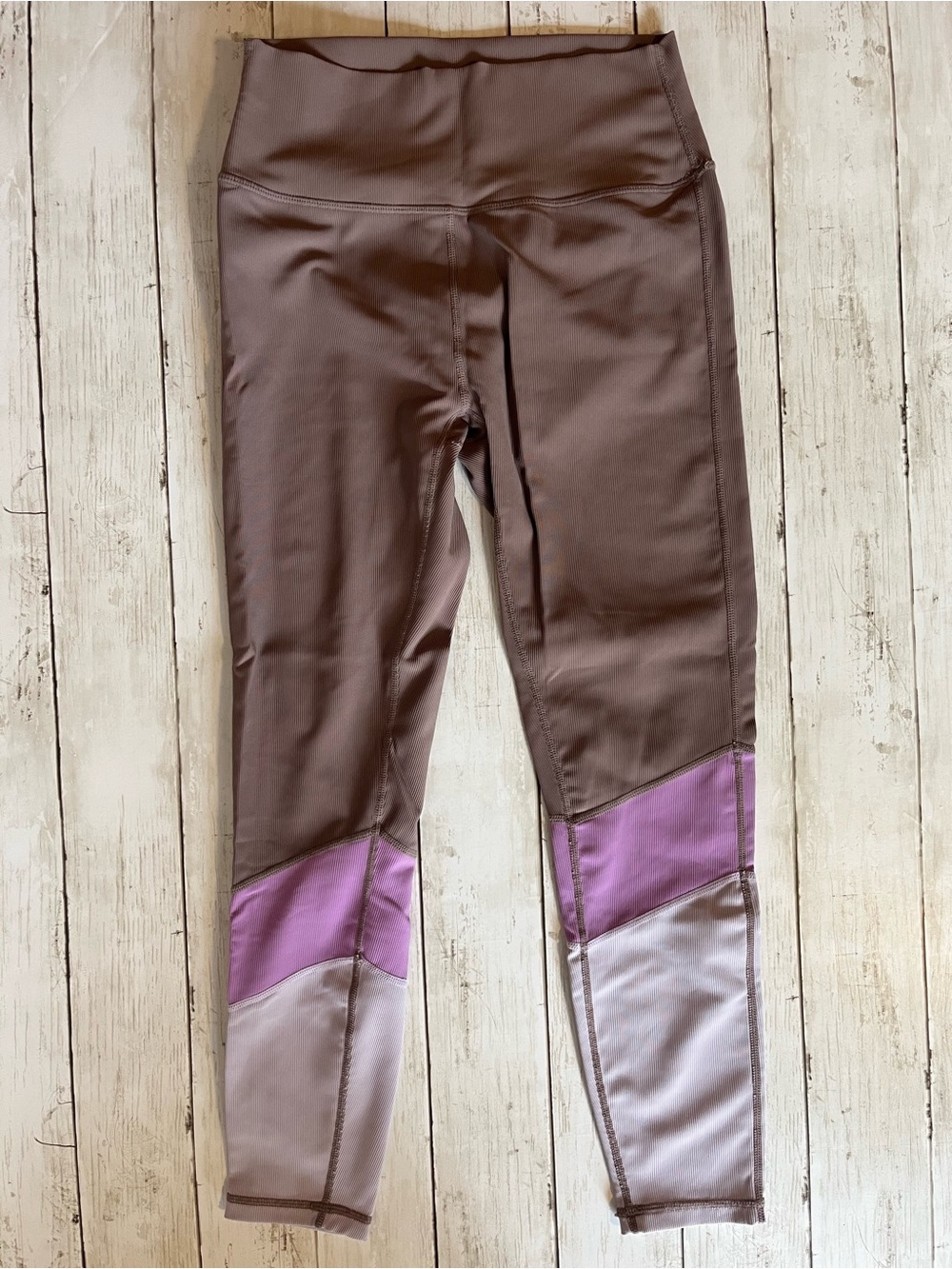 WILO The Label Base‎ Ribbed Colorblock 7/8 Leggings Size Small Mauve